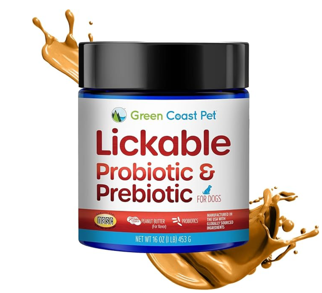 Green Coast Pet Lickable Actives Probiotic & Prebiotic Supplement for Dogs, 16 oz | Made in USA | 30 Day Supply