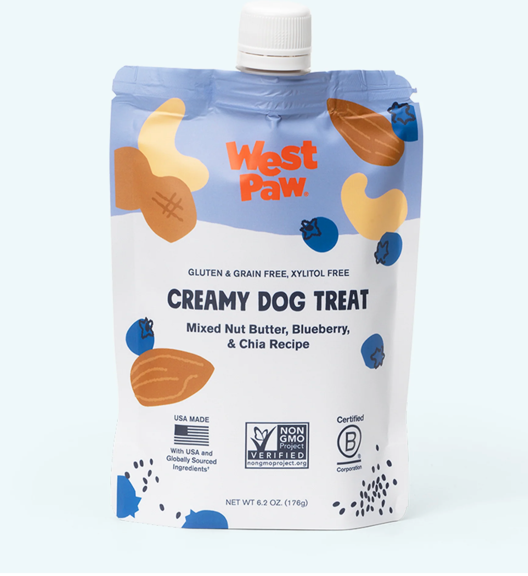 WestPaw Creamy Dog Treat Mixed Nut Butter, Blueberry, & Chia Recipe