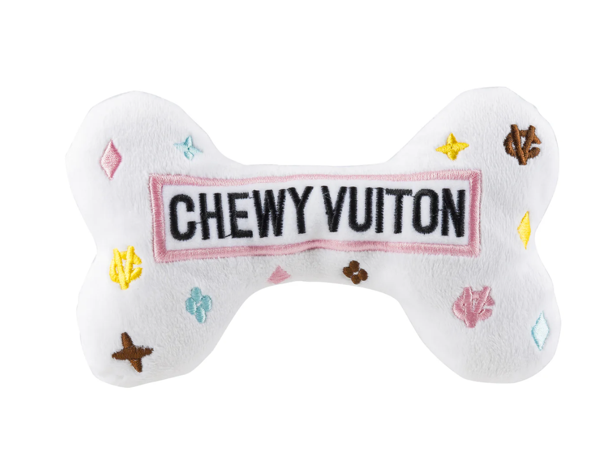 Haute Diggity Dog White Chewy Vuiton Plush Bone
