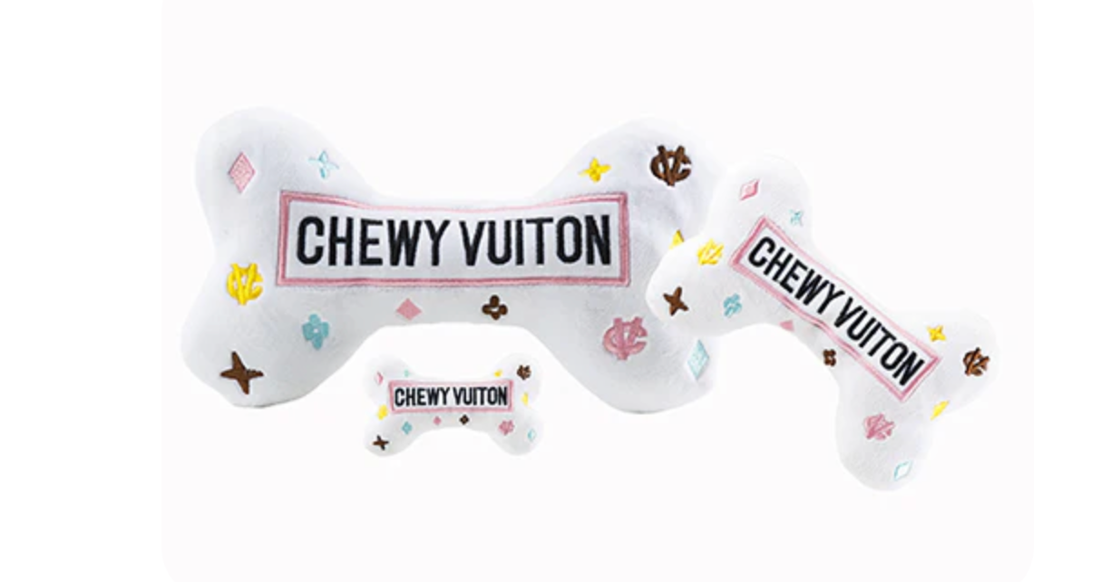 Haute Diggity Dog White Chewy Vuiton Plush Bone