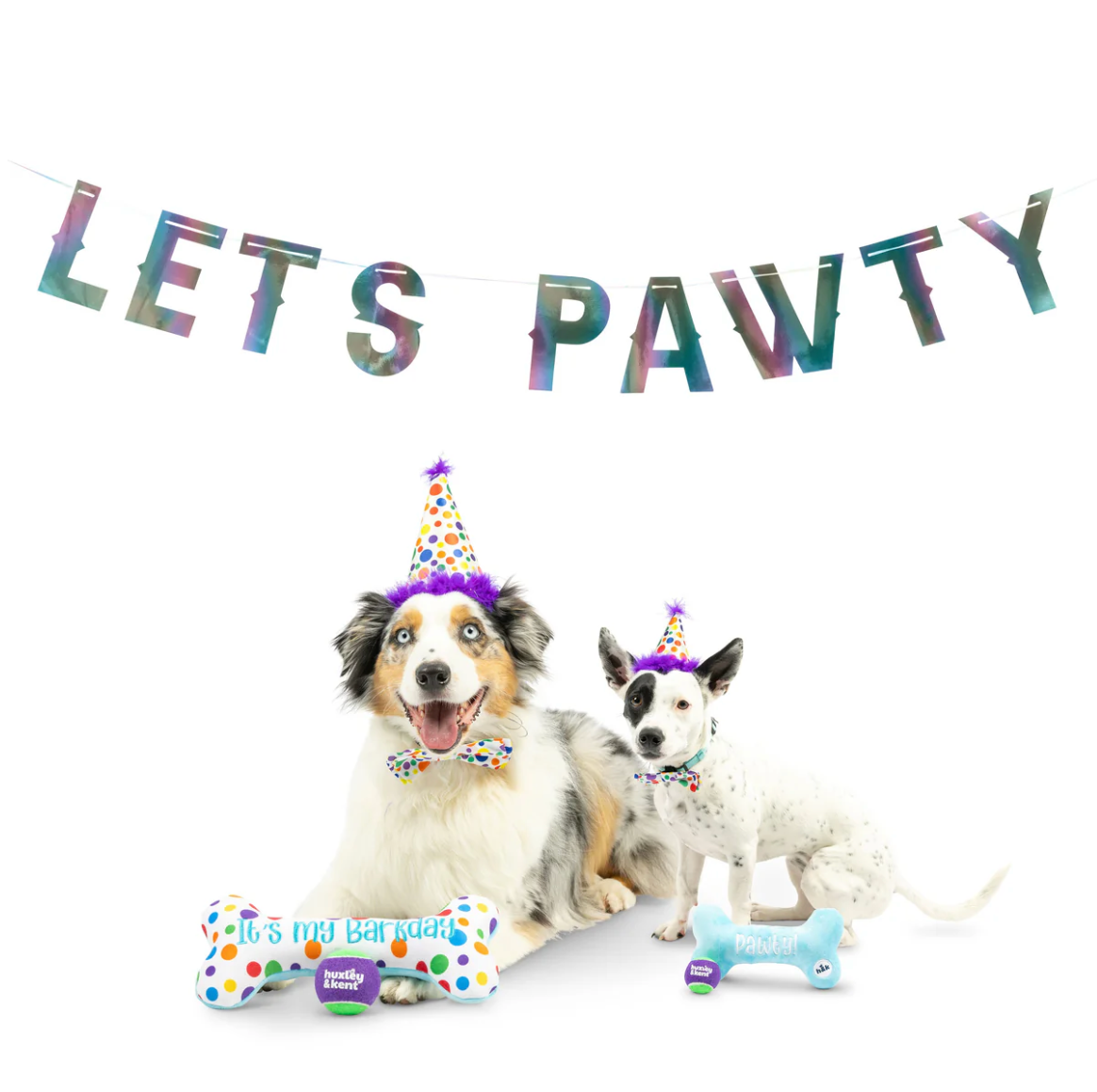 Huxley & Kent let's pawty iridescent celebration banner