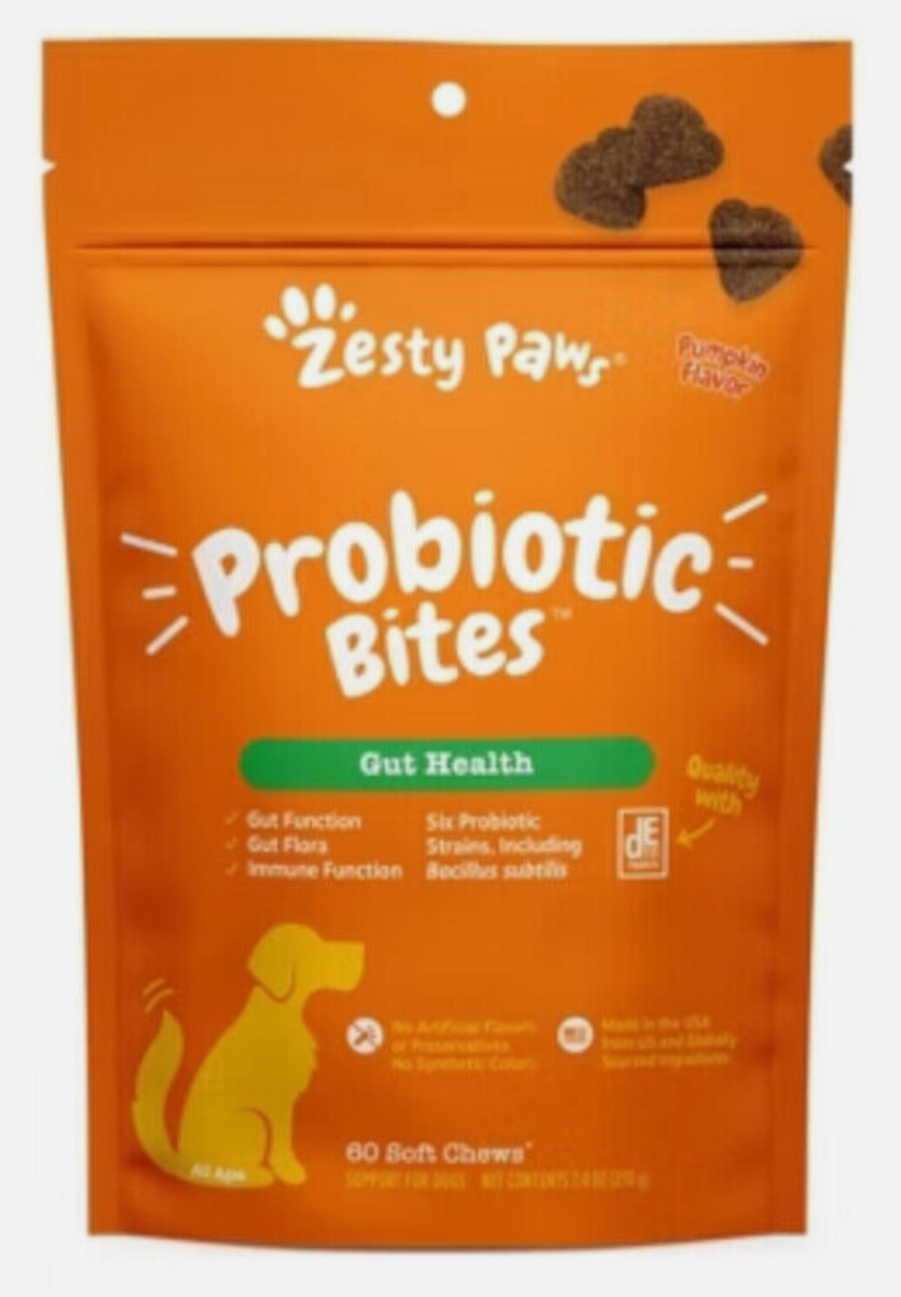 Zesty Paws Probiotic Bites for Dog Pumpkin Flavor - 60ct