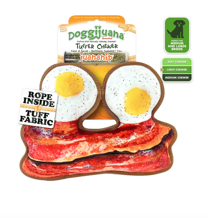 Doggijuana Tuffer Chewer Refillable Eggs and Bacon Dog Toy, Medium