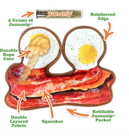 Doggijuana Tuffer Chewer Refillable Eggs and Bacon Dog Toy, Medium