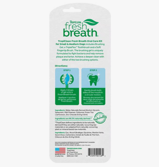 TropiClean Fresh Breath Oral Care Dog Toothbrush Kit