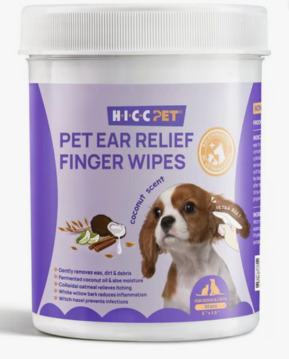 HICC PET Relief Ear Finger Dog Cat & Small Pet Wipes