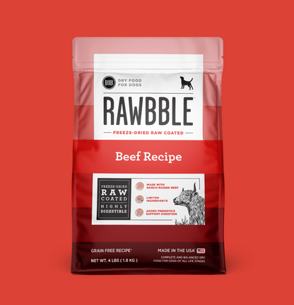 Rawbble® Dry Food for Dogs – Beef Recipe 4lb