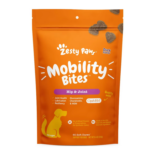 Zesty Paws Hip & Joint Mobility Soft Chews for Dogs - Duck Flavor - 60ct